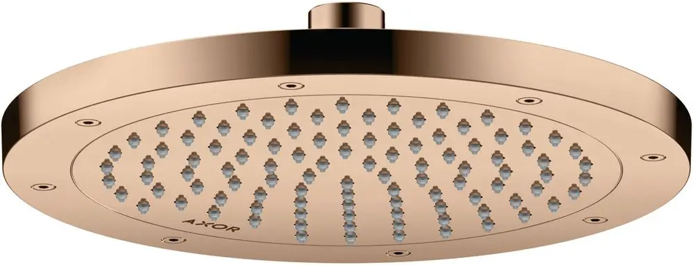 Kopfbrause mit flachem, runden Design und mehreren Düsen zur Wasserausgabe, in Hochglanz-Optik, hergestellt von AXOR.